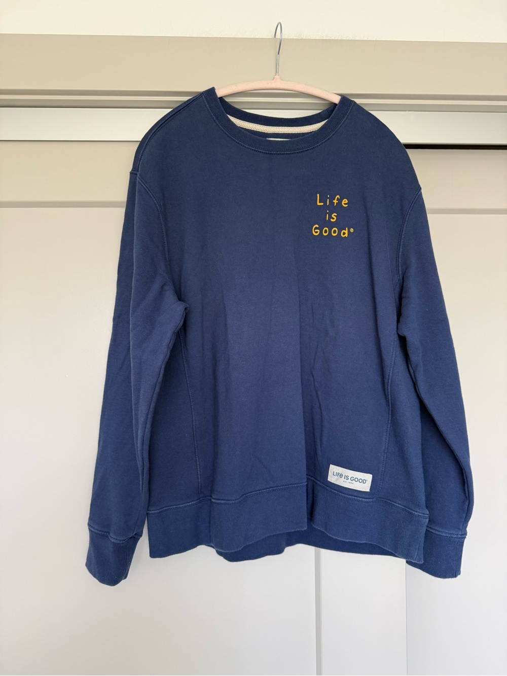 Life is Good Navy Crewneck with Sun